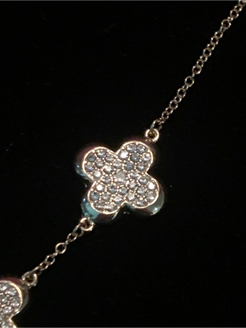 Sparkling Crystal Pavè Gold Four-Leaf Clover Bracelet & Matching Dangle Earrings